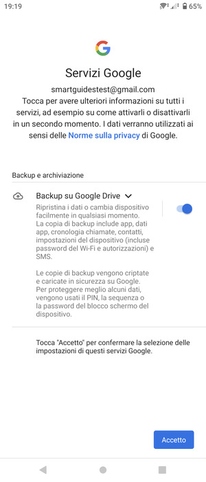 Seleziona Accetto