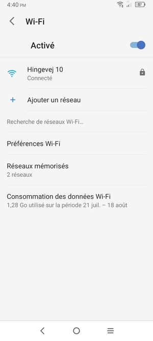 Vous êtes maintenant connecté au réseau Wi-Fi
