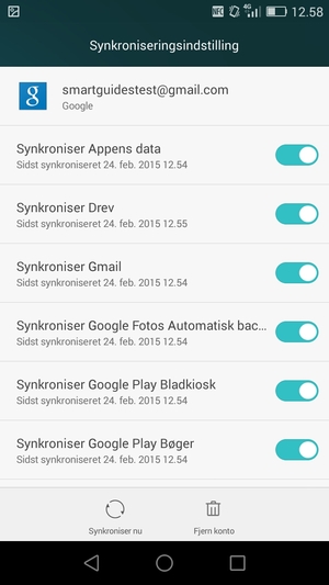 Vælg Synkroniser nu