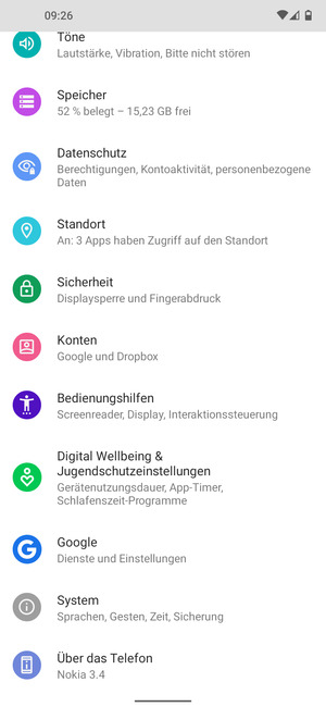 Scrollen Sie und wählen Sie Sicherheit