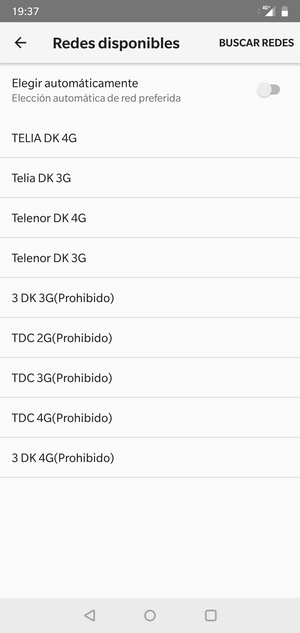 Seleccione un operador de red de la lista