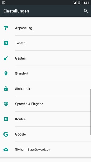 Gehen Sie zurück zum Einstellungen Menü und wählen Sie Konten
