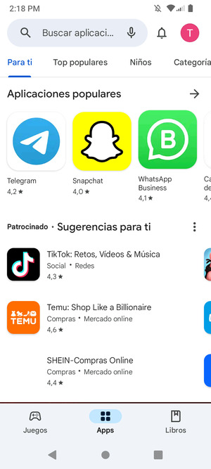 Seleccione la barra de Búsqueda