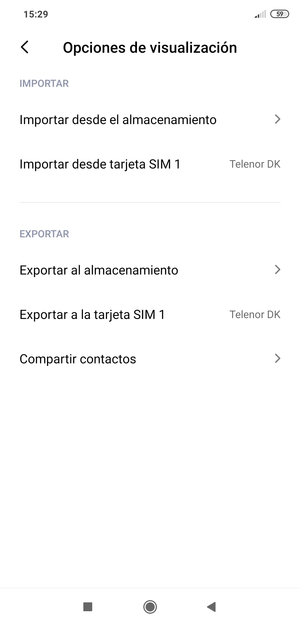 Seleccione Importar desde tarjeta SIM