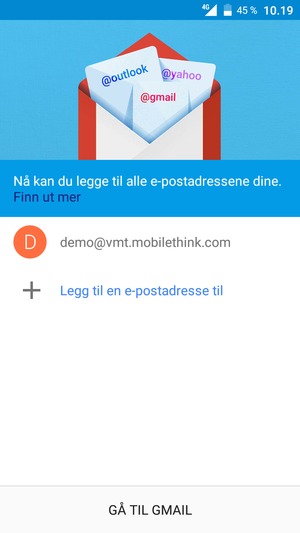 Velg GÅ TIL GMAIL