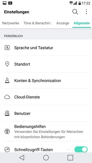 Wählen Sie Konten & Synchronisation