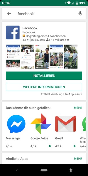 Wählen Sie die App