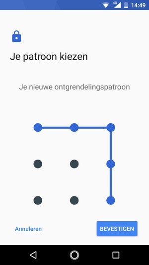 Teken het ontgrendelingspatroon nogmaals en selecteer BEVESTIGEN