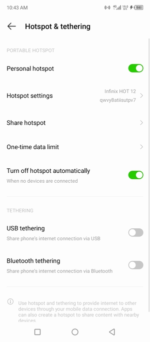 Your phone is now set up for use as a modem