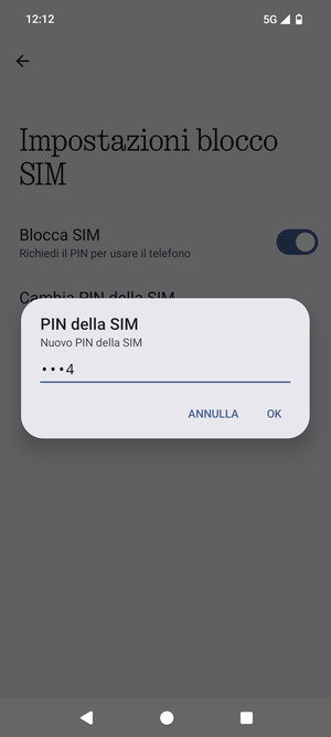 Inserisci Nuovo PIN della SIM e seleziona OK