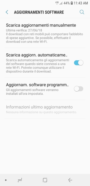 Seleziona Scarica aggiornamenti manualmente