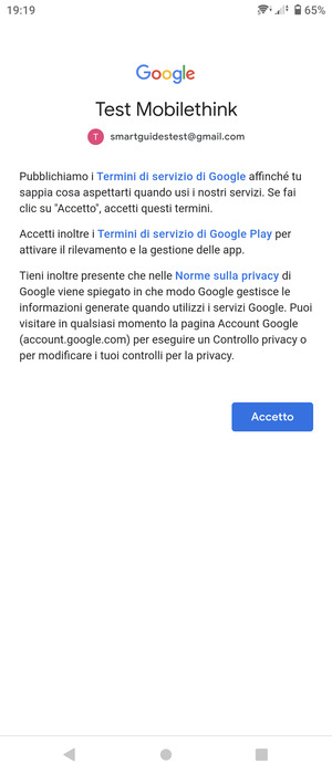 Seleziona Accetto