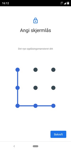 Tegn opplåsingsmønsteret igjen og velg Bekreft