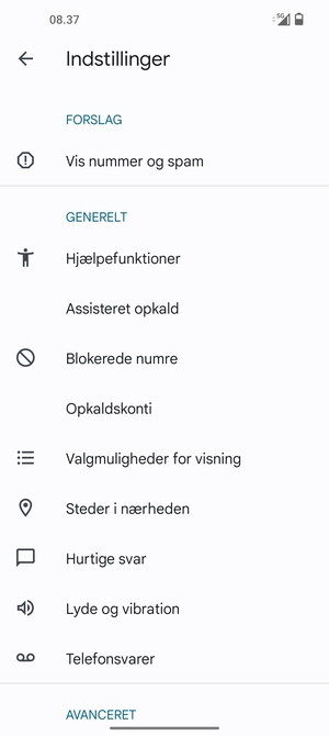 Vælg Telefonsvarer