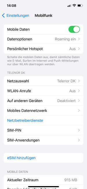 Wählen Sie Datenoptionen