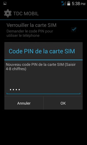 Saisissez votre Nouveau code PIN de la carte SIM et sélectionnez OK
