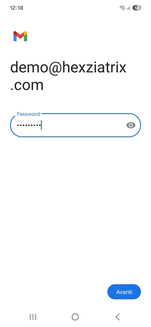 Inserisci la tua password e seleziona Avanti