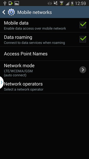Turn Data roaming on or off