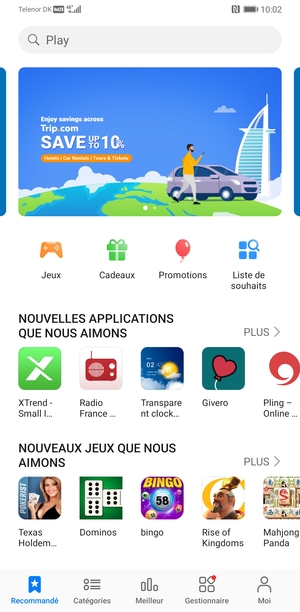 Sélectionnez la barre de Recherche
