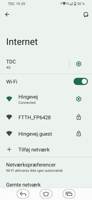 Du er nu tilsluttet Wi-Fi netværket