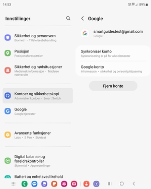 Velg Synkroniser konto