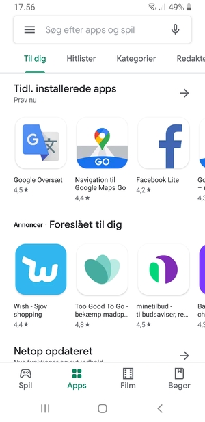 Vælg søgefeltet