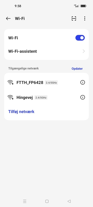 Vælg det trådløse netværk, du ønsker at oprette forbindelse til