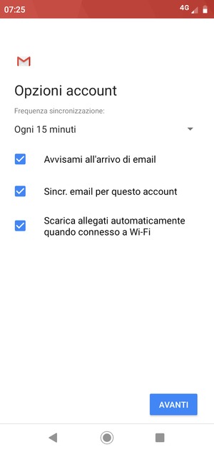 Seleziona AVANTI