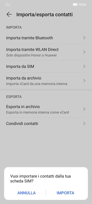 Seleziona IMPORTA