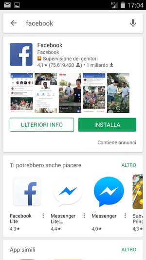 Seleziona l'applicazione