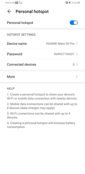 Your phone is now set up for use as a modem