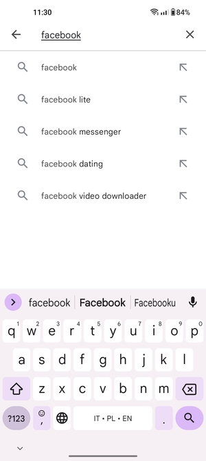 Inserisci il nome dell'app e seleziona Ricerca