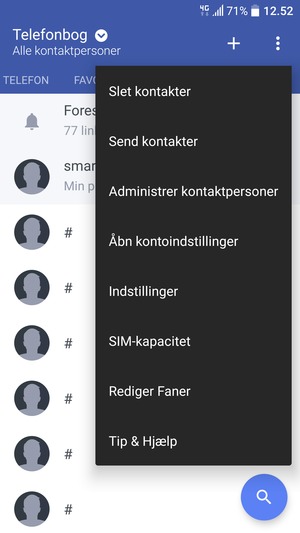 Vælg Administrer kontaktpersoner