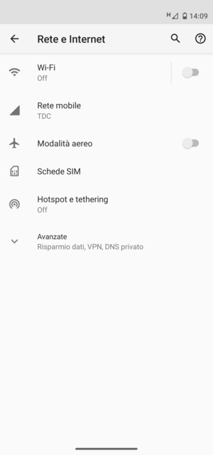 Seleziona Rete mobile