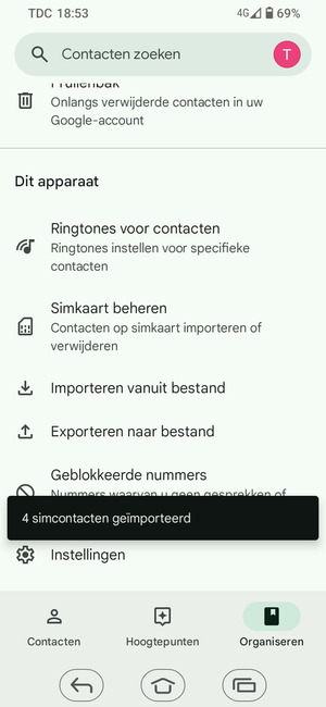 Uw contactpersonen worden opgeslagen naar uw Google-account en naar uw telefoon de volgende keer dat Google gesynchroniseerd wordt.