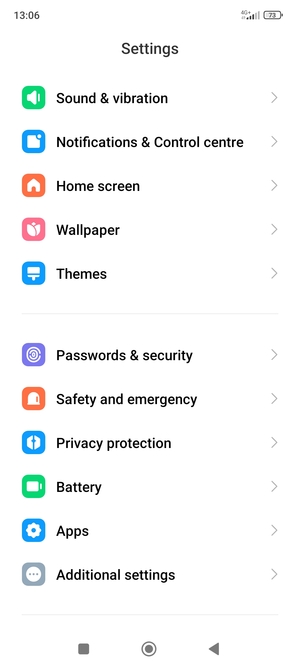 Scroll to and select Passwords & security