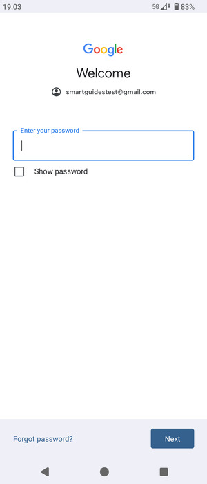 Enter your Gmail password and select Next