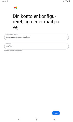 Giv din konto et navn og indtast dit navn. Vælg Næste