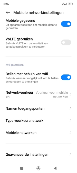 Scroll naar en selecteer Geavanceerde instellingen