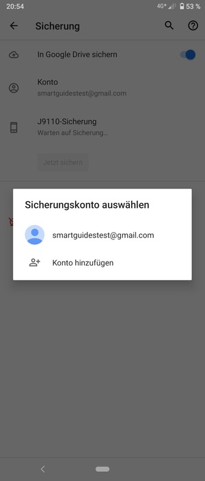 Wählen Sie Ihr Konto für Backup