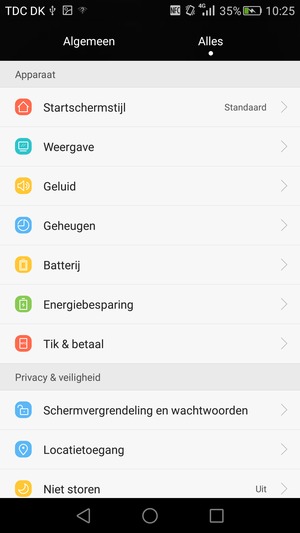Scroll naar en selecteer Energiebesparing
