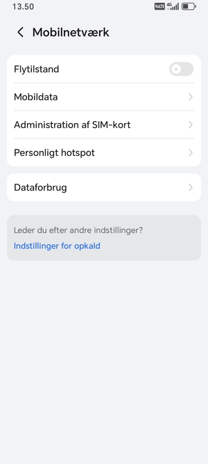 Vælg Mobildata