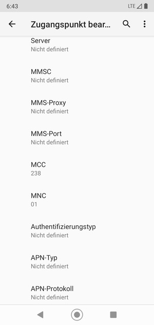 Scrollen Sie nach unten und geben Sie Internetinformationen ein