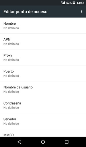 Introduzca la información de Internet