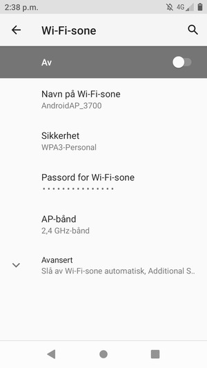 Velg Passord for Wi-Fi-sone