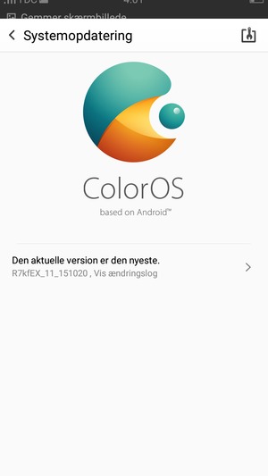 Hvis din telefon er opdateret, vil du se følgende skærmbillede