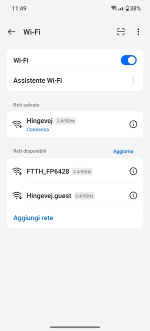 Ora sei connesso alla rete Wi-Fi
