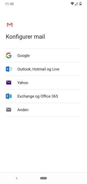 Vælg Exchange og Office 365