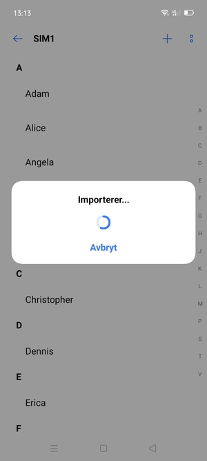 Kontaktene dine blir lagret på din Google-konto og lagret på telefonen din neste gang Google synkroniseres.