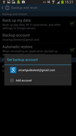 Select your backup account